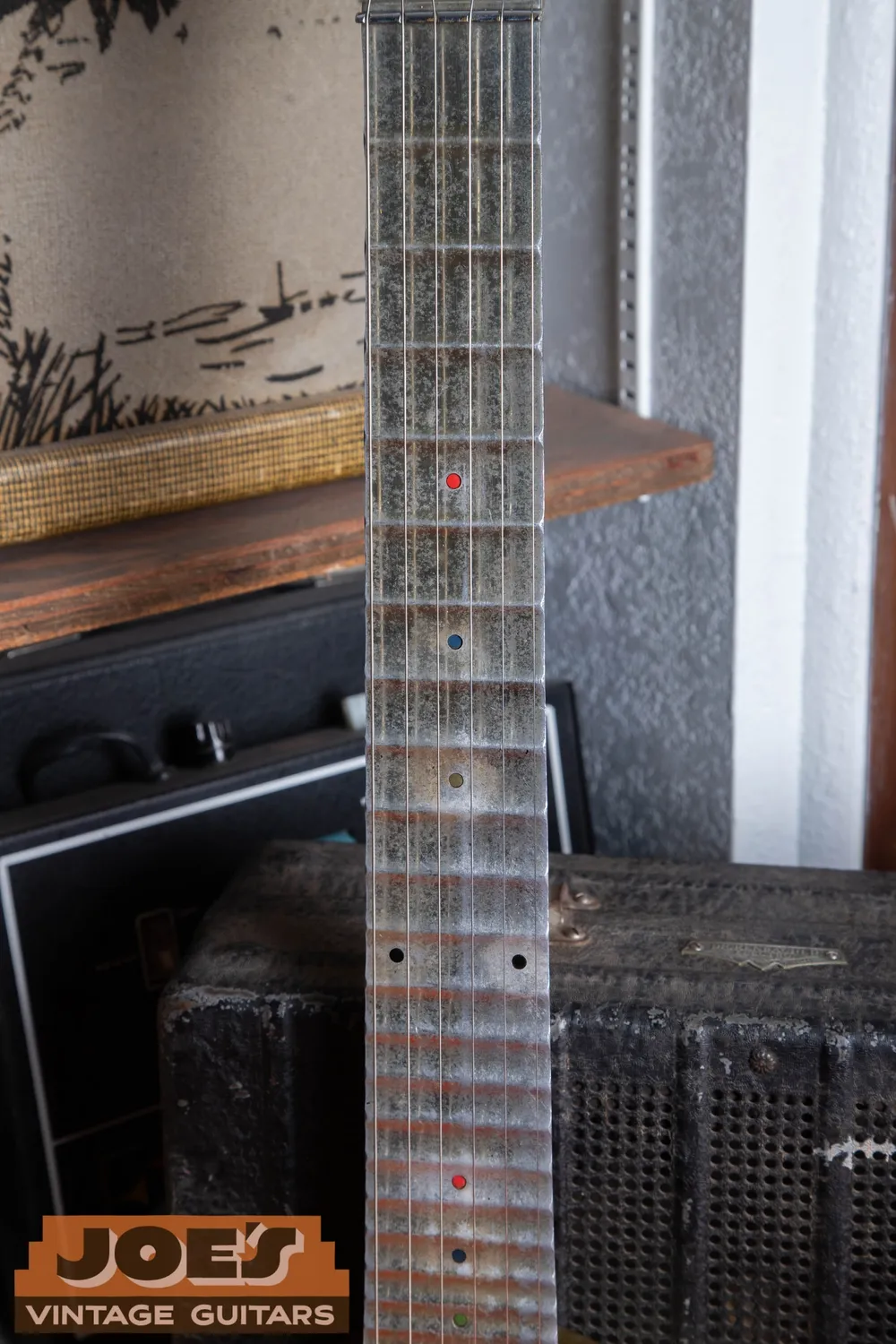Archive 1930s Rickenbacher A-22 Frying Pan: Metal fingerboard with position lines. Measure the actual scale when distinguishing A-22 and A-25 examples.
