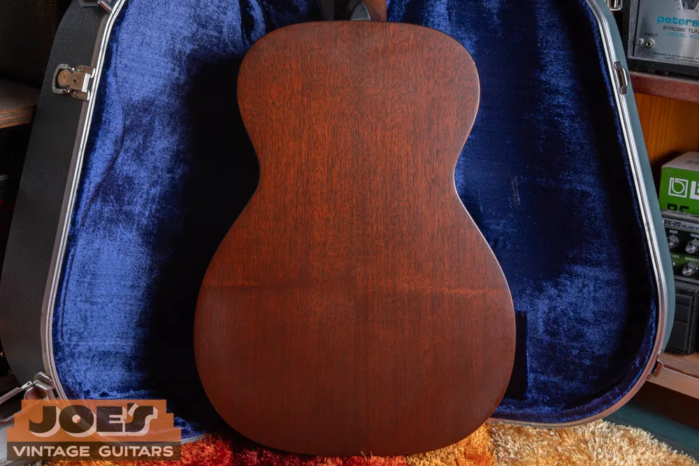 Mahogany back of Joe’s 1937 Martin 0-17 photographed in its case