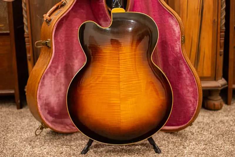Figured maple back of the sunburst 1954 Gibson L-5C