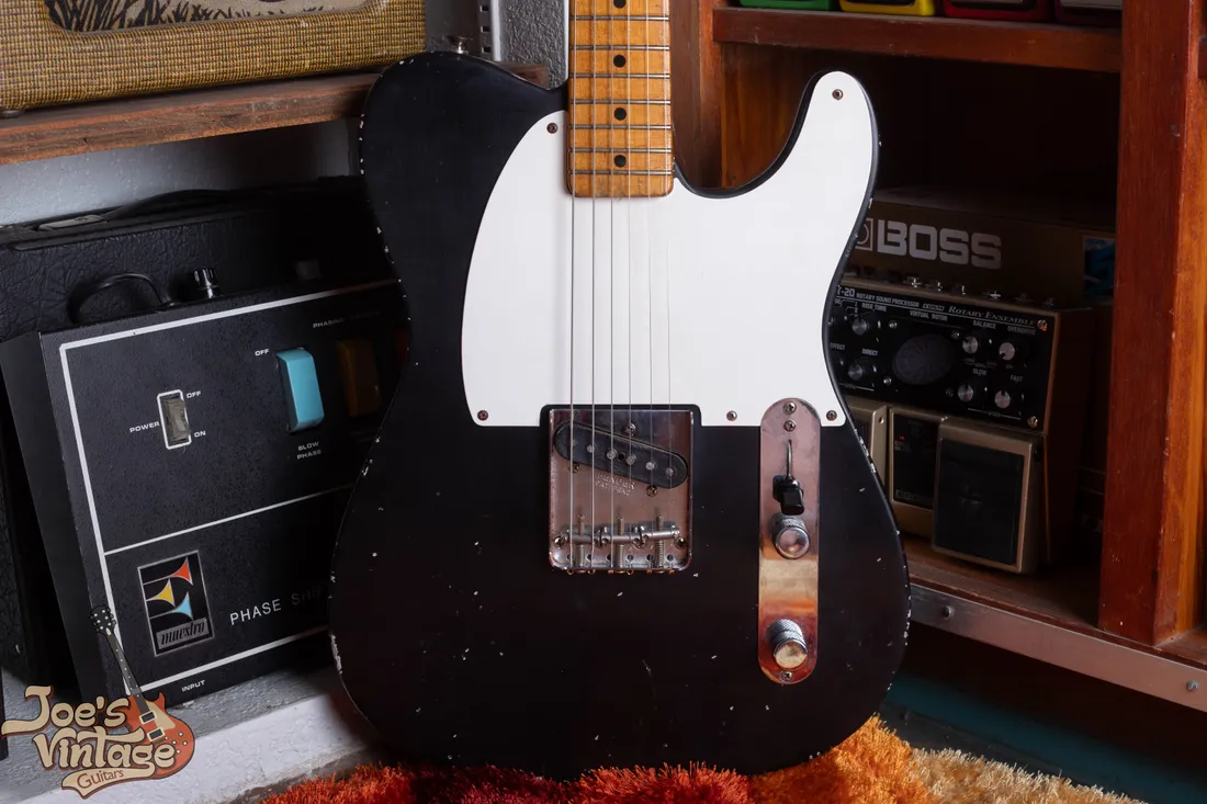 Refinished black 1958 Fender Esquire with white pickguard and maple neck from Joe's archive