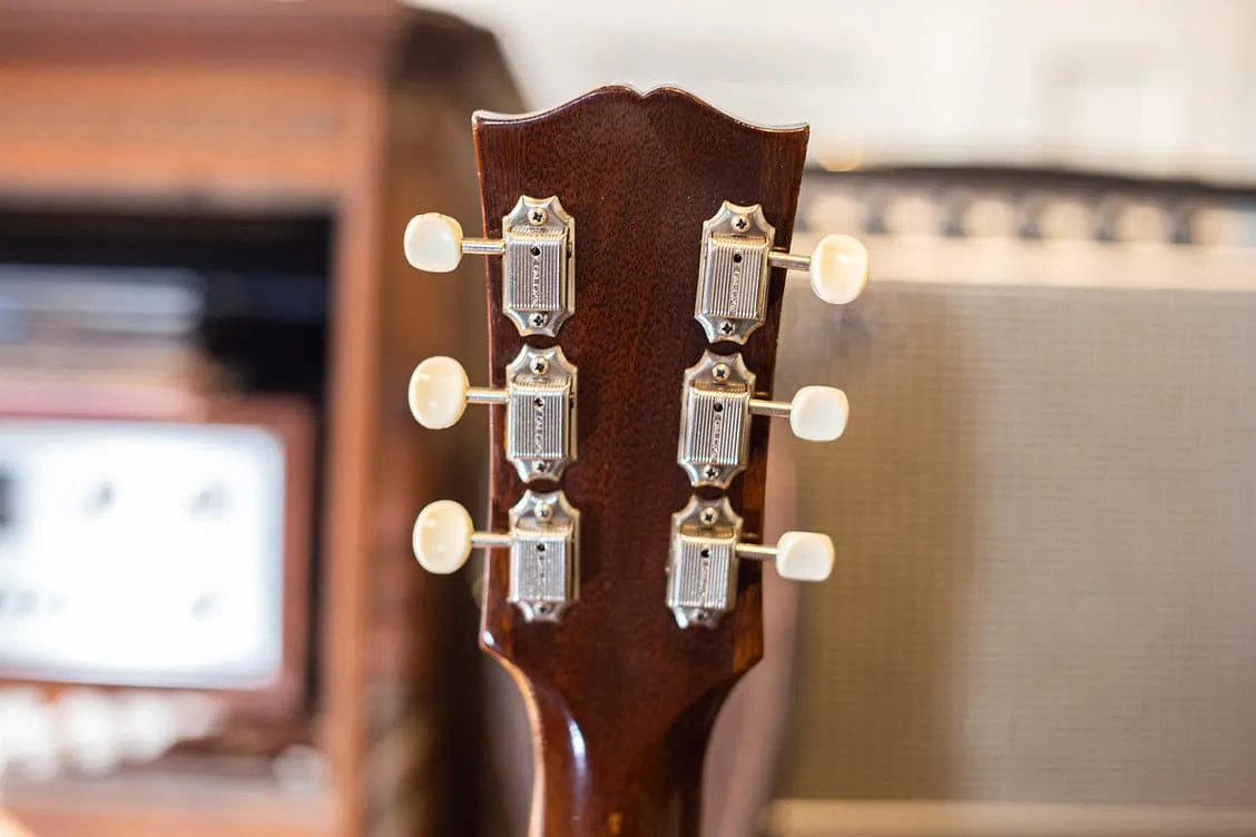 Back of a 1959 Gibson ES-225 headstock with tuners