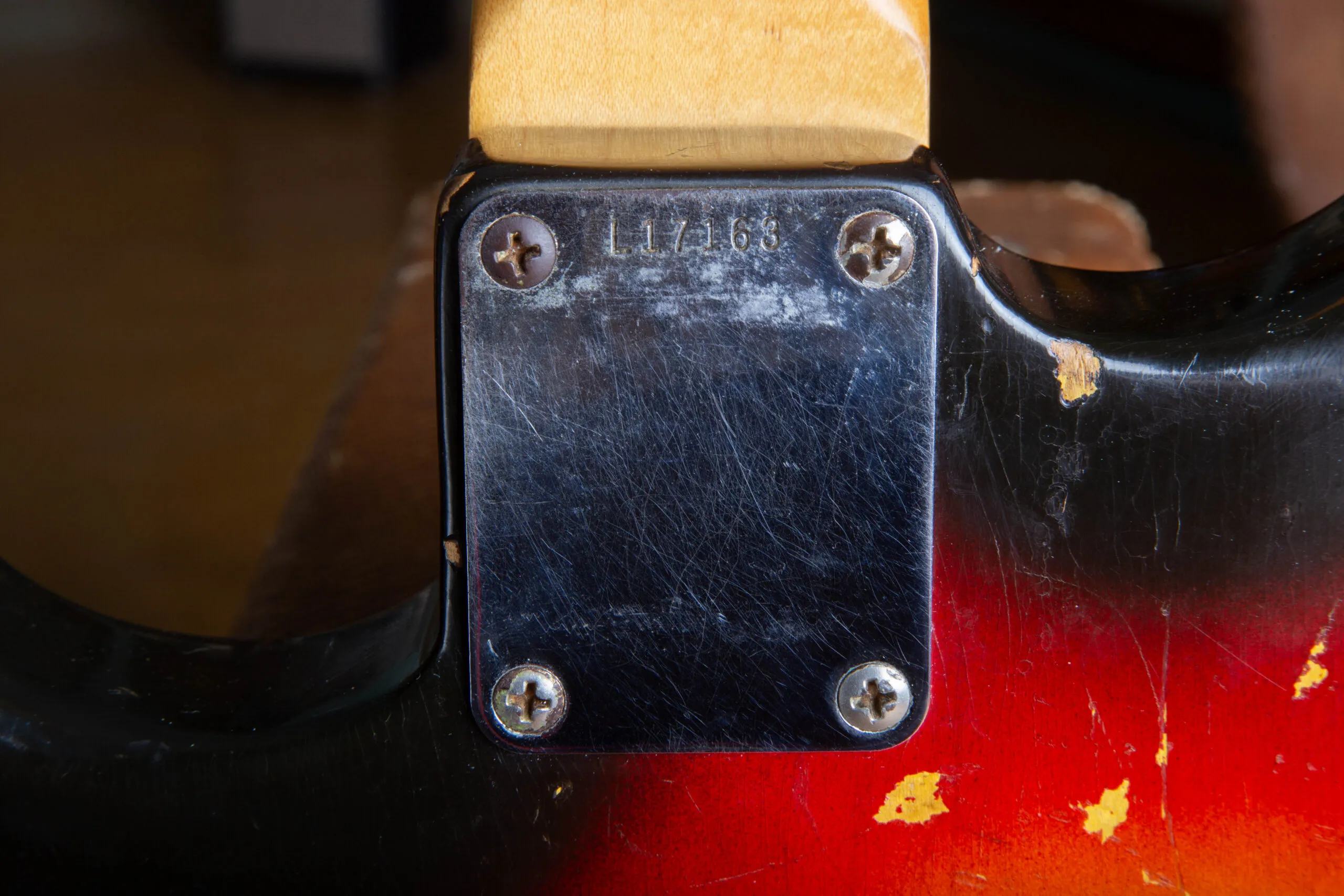 L-series neck plate serial number on a 1963 Fender Stratocaster