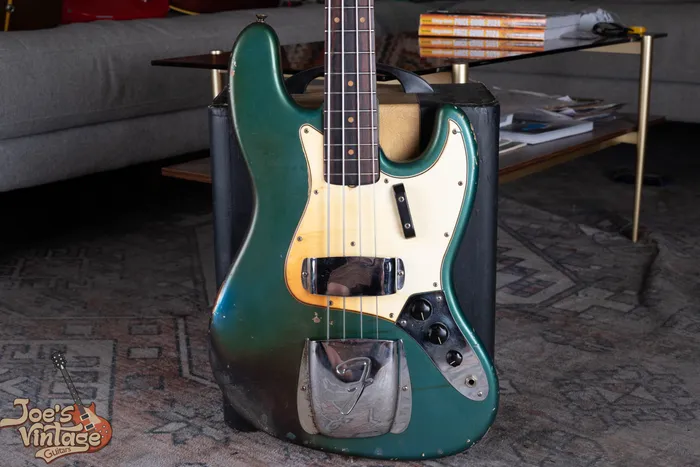 A 1966 Fender Jazz Bass in Lake Placid Blue custom color.