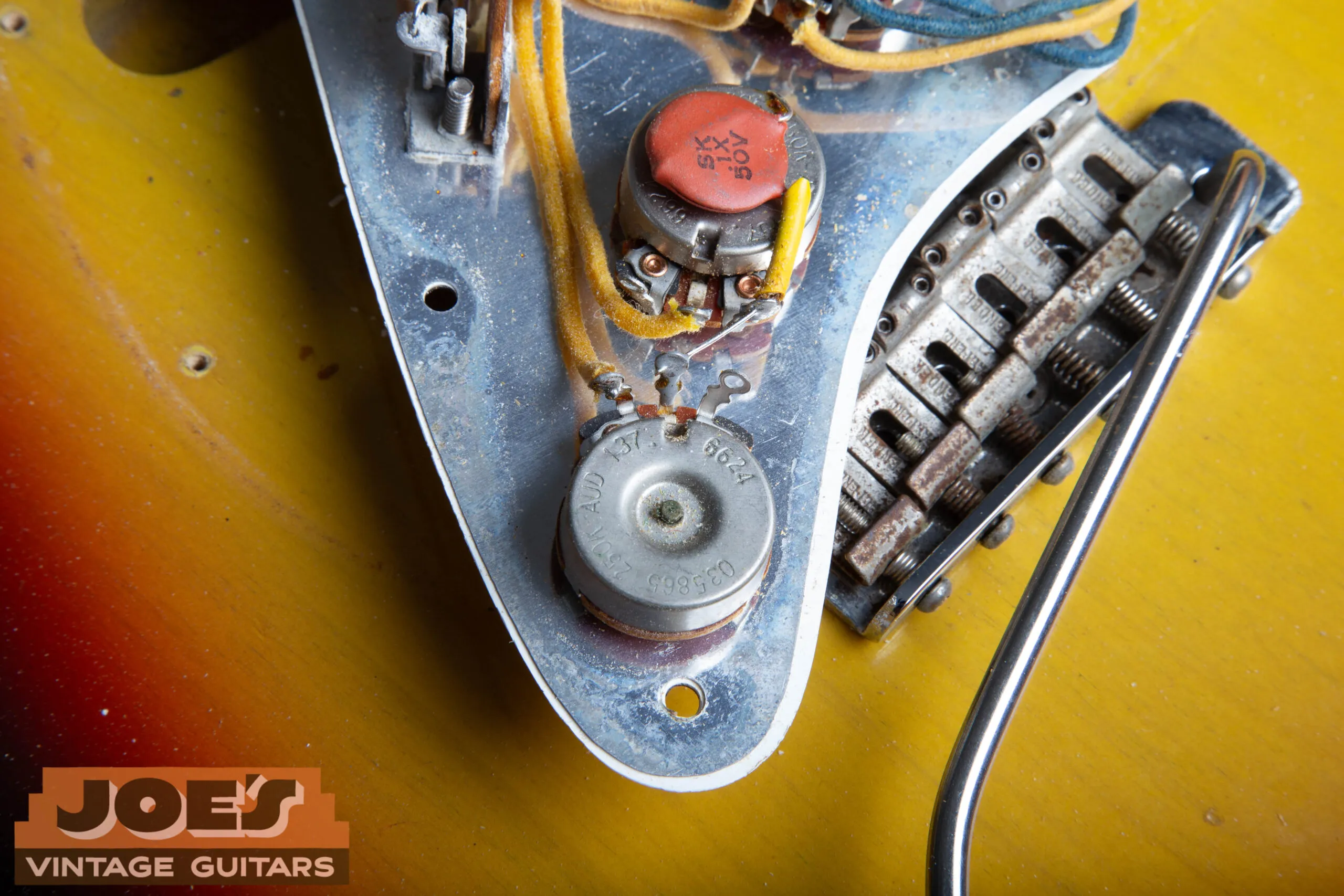 CTS potentiometer on a 1966 Fender Stratocaster stamped with the source-date code 1376624