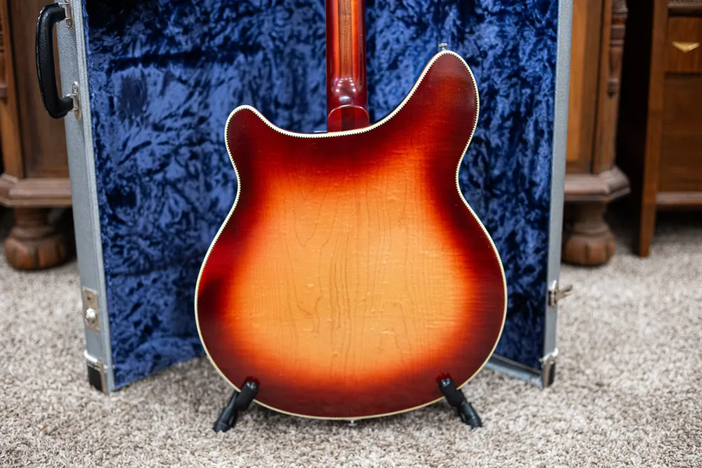 Archive-labeled 1966 Rickenbacker 360/12 in Fireglo: Body back and Fireglo finish. Use even light to document color and wear.