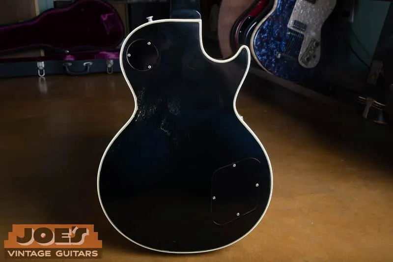 Back view of Joe’s original-owner 1969 left-handed Gibson Les Paul Custom in black