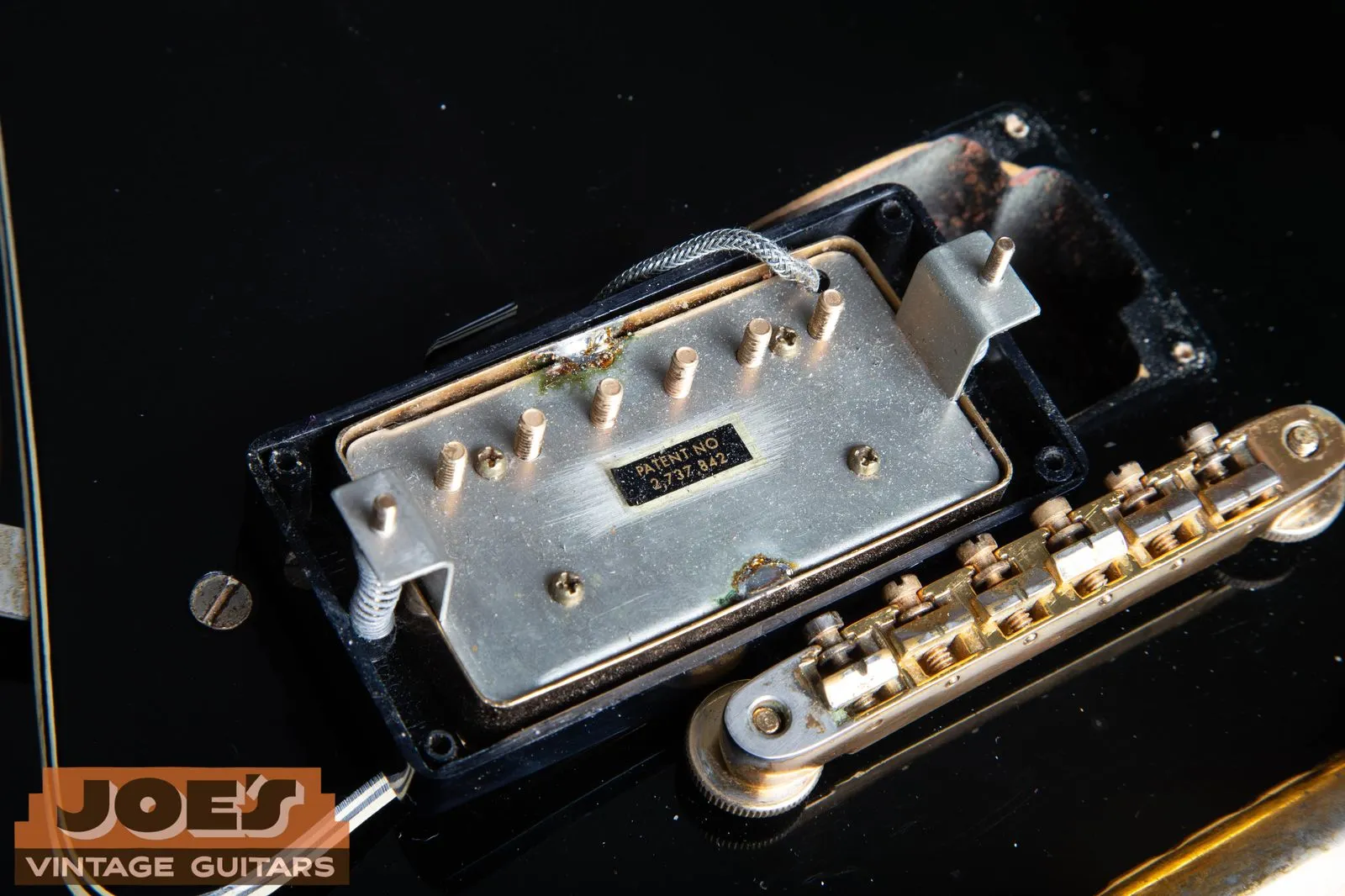 Patent No 2737842 sticker on the underside of a 1969 Les Paul Custom humbucker