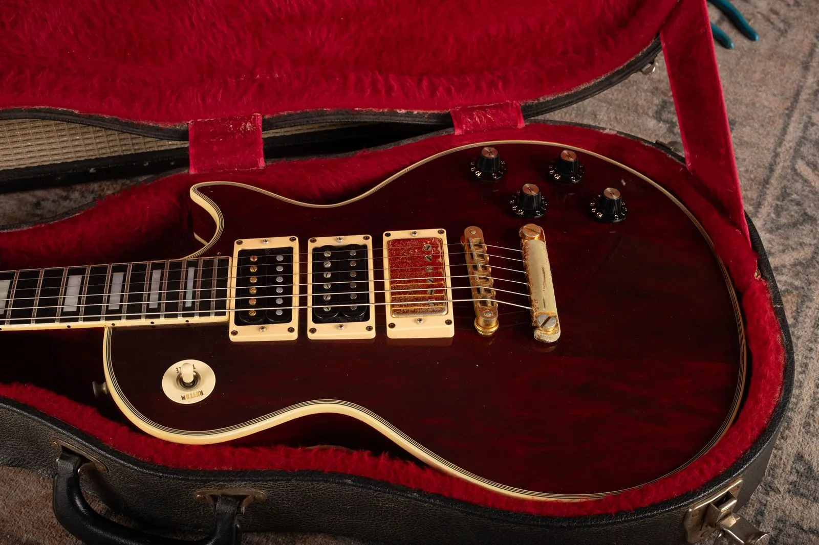 Wine-red 1976 Gibson Les Paul Custom with three humbuckers