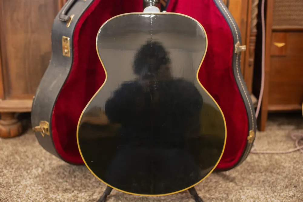 Ebony-finished maple back of a 1986 Gibson J-200