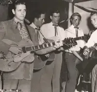 Bob Denton at far right playing alongside Eddie Cochran at far left