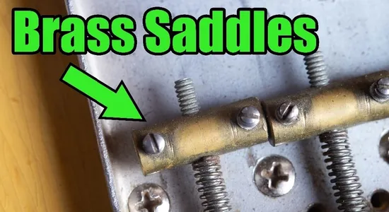 Brass bridge saddles on early 1950s Fender Telecaster Blackguard