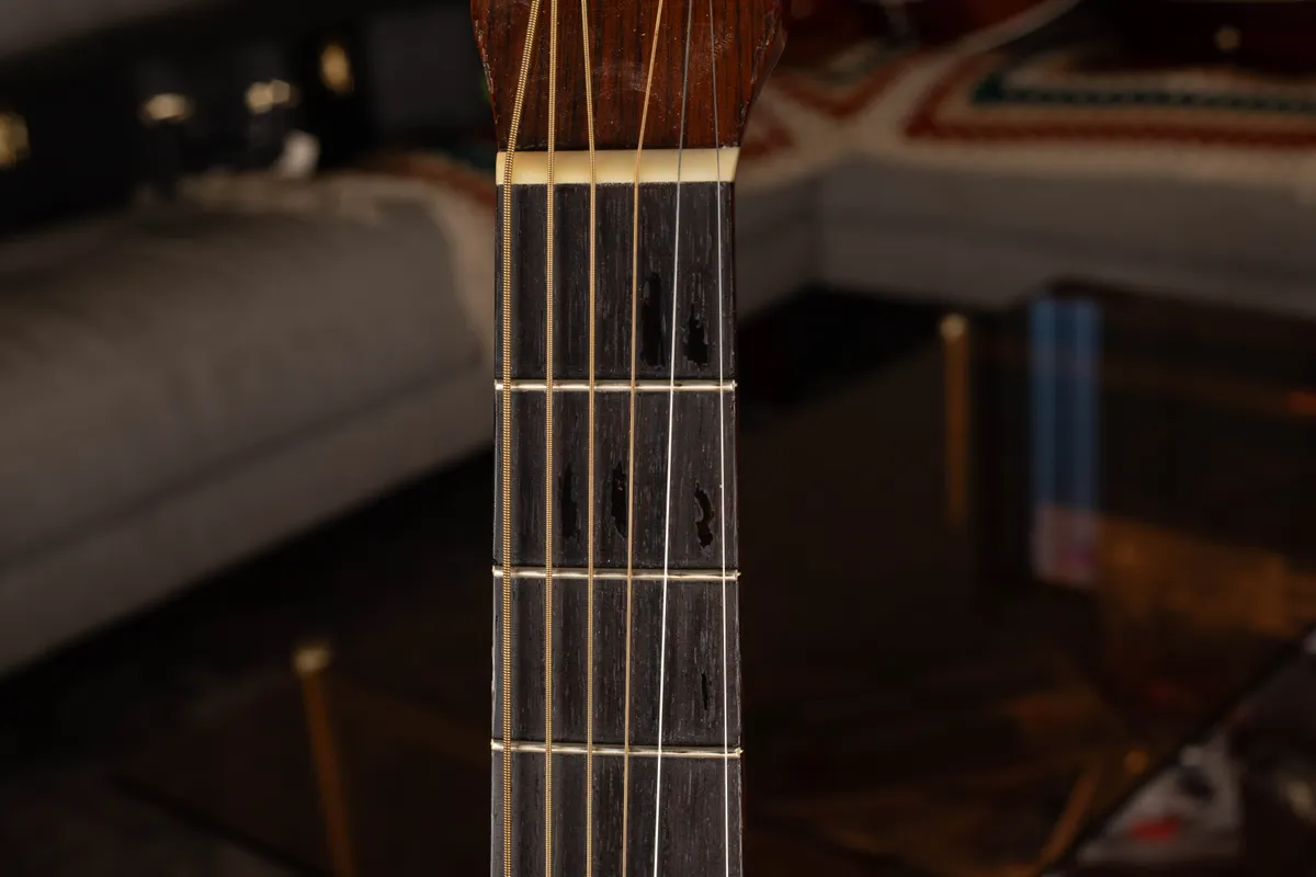 Worn fingerboard near the nut of a 1961 Martin D-21