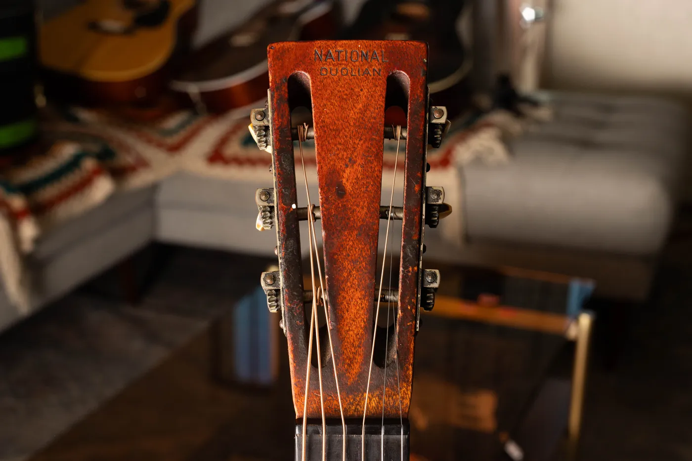 1932 National Duolian showing slotted headstock