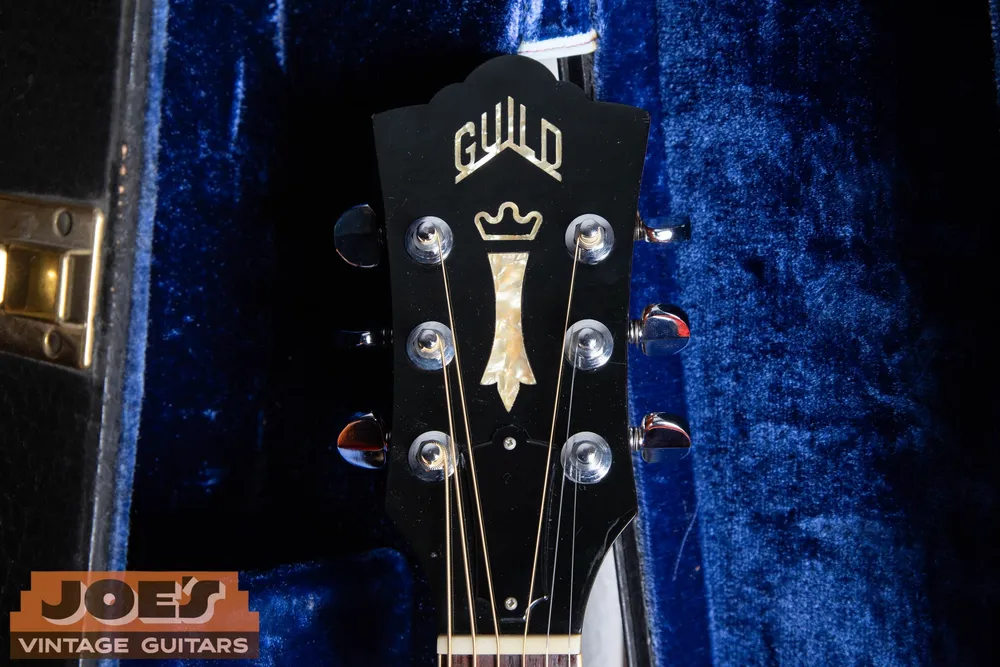 Guild F48 headstock with crown and vertical inlay