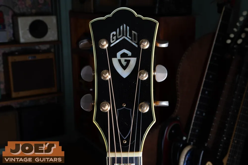 Guild F50 headstock with shield emblem