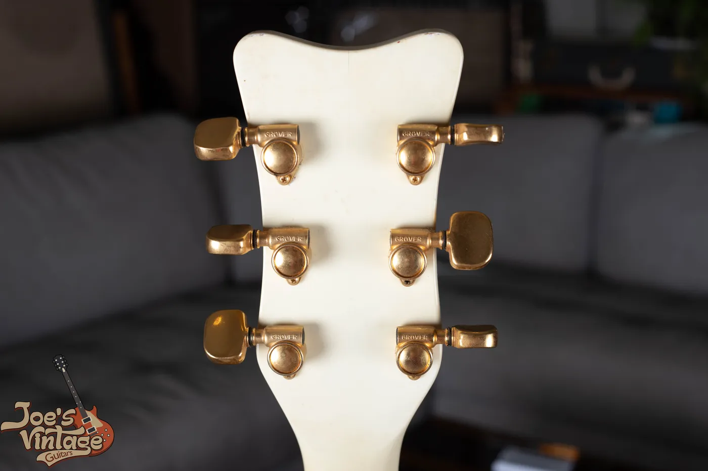 1976 Gretsch White Falcon Mono showing tuner backs