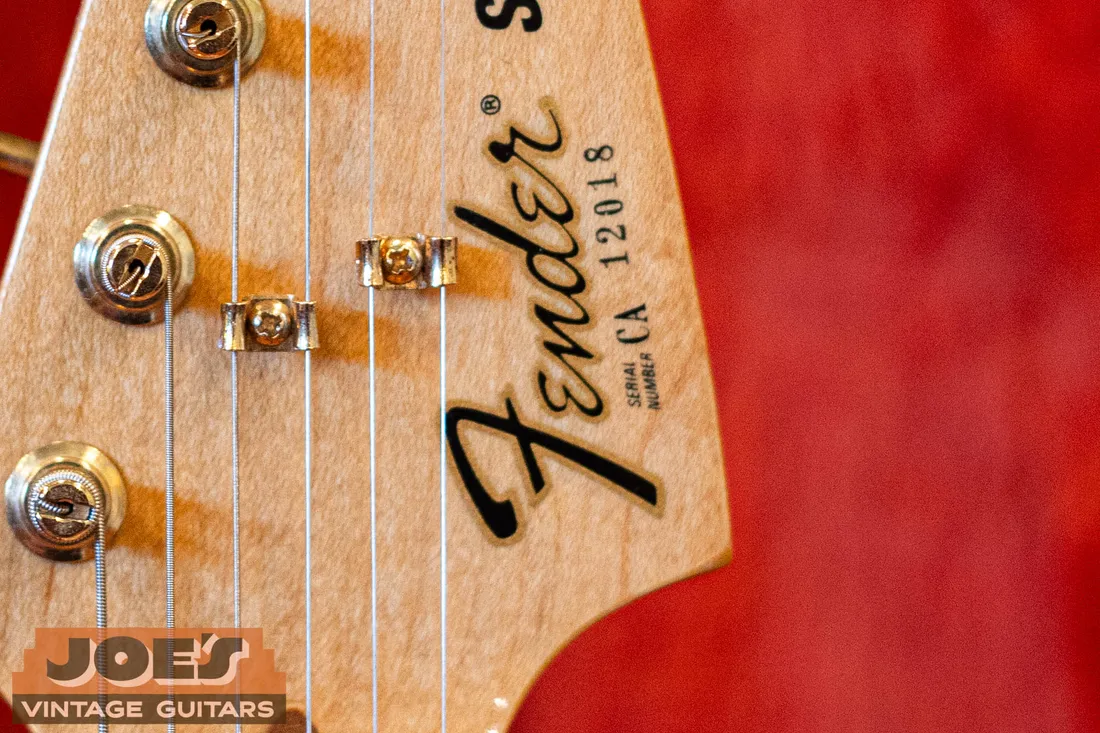 Fender CA-prefix serial number on a limited-edition Gold Stratocaster headstock, a rare CBS-era two-letter prefix from the early 1980s