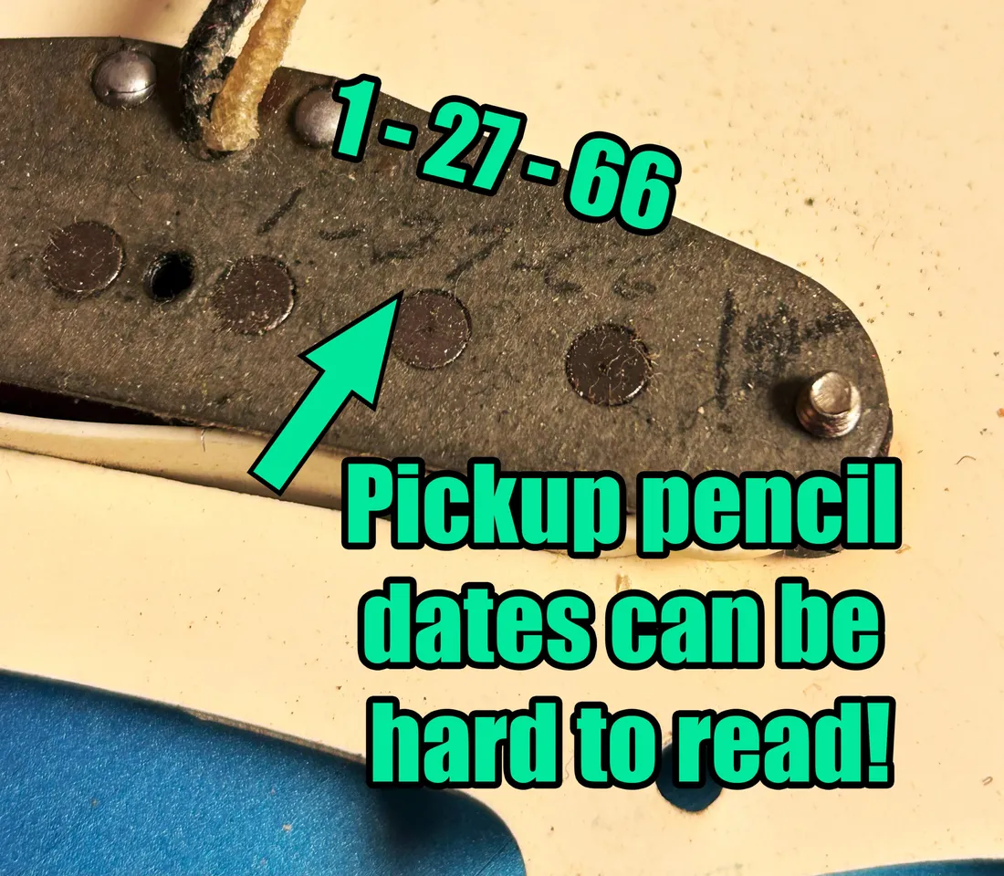 Fender pickup with pencil date stamp