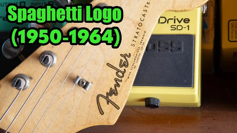 Fender spaghetti logo, 1950 to early 1964, thin elegant script