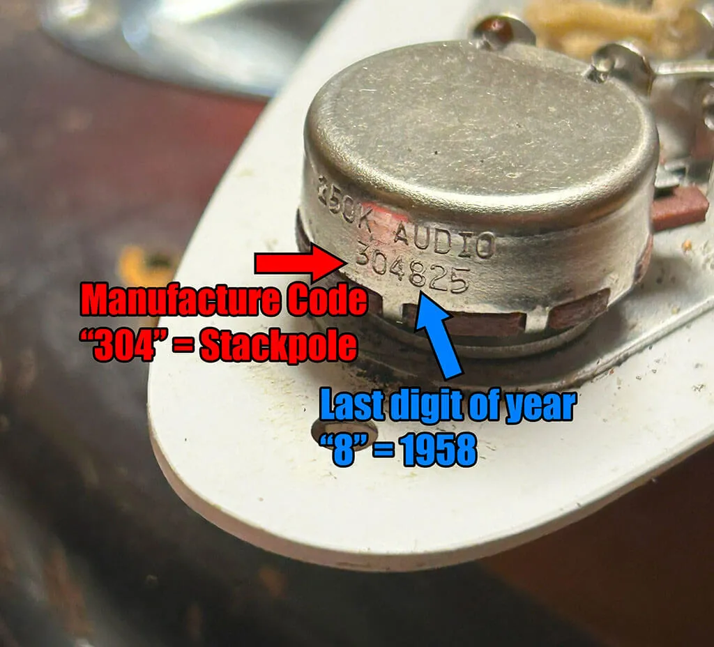 Fender Stackpole potentiometer with date code