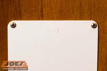 Fender Stratocaster tremolo cavity back plate with serial stamped into the plastic cover, 1954 to 1955