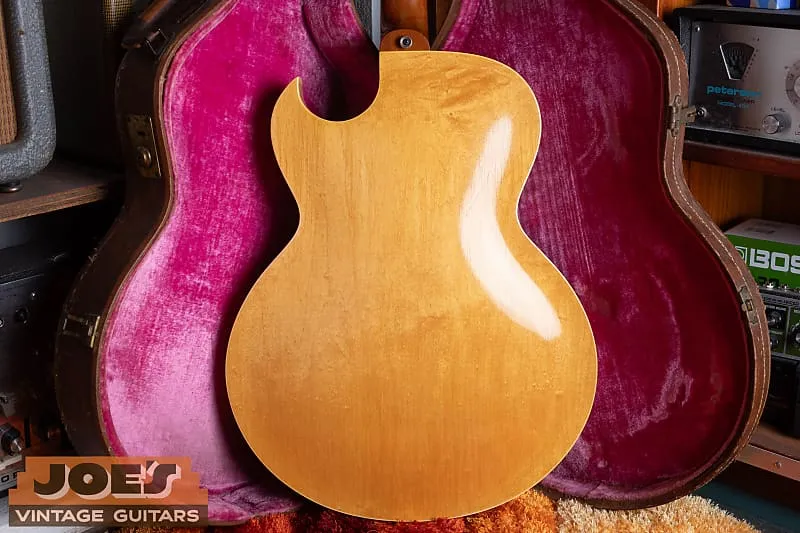 Natural finish 1958 Gibson ES-225TN maple body back in its case