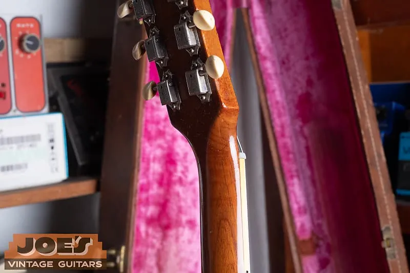 Rear of headstock and Kluson tuners on a natural 1958 Gibson ES-225TN
