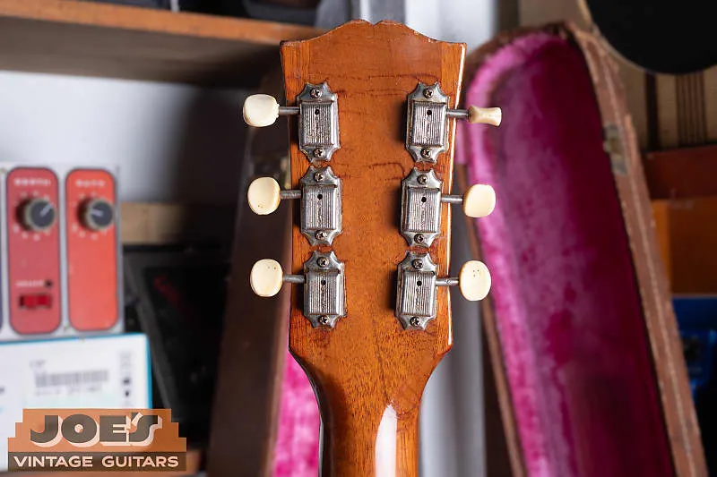 Back of headstock and tuners on a natural 1958 Gibson ES-225TN