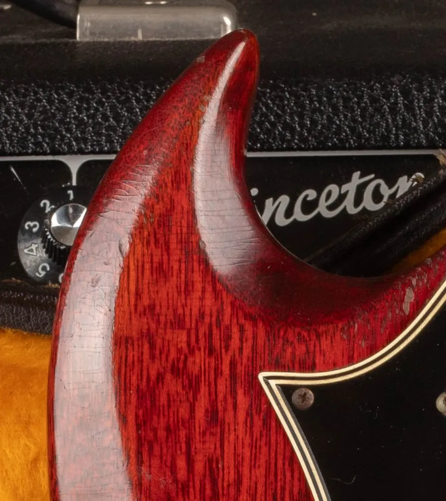 Vintage Gibson SG Standard cherry finish close-up