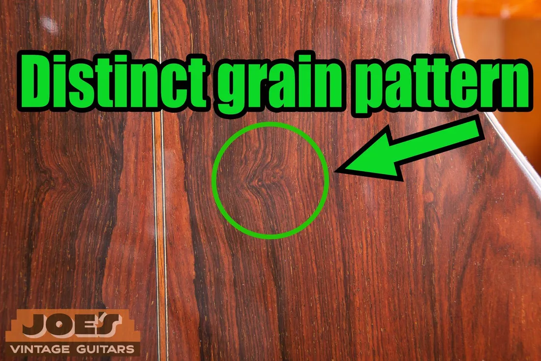 Exterior back grain on a Martin-style guitar used for an authenticity comparison
