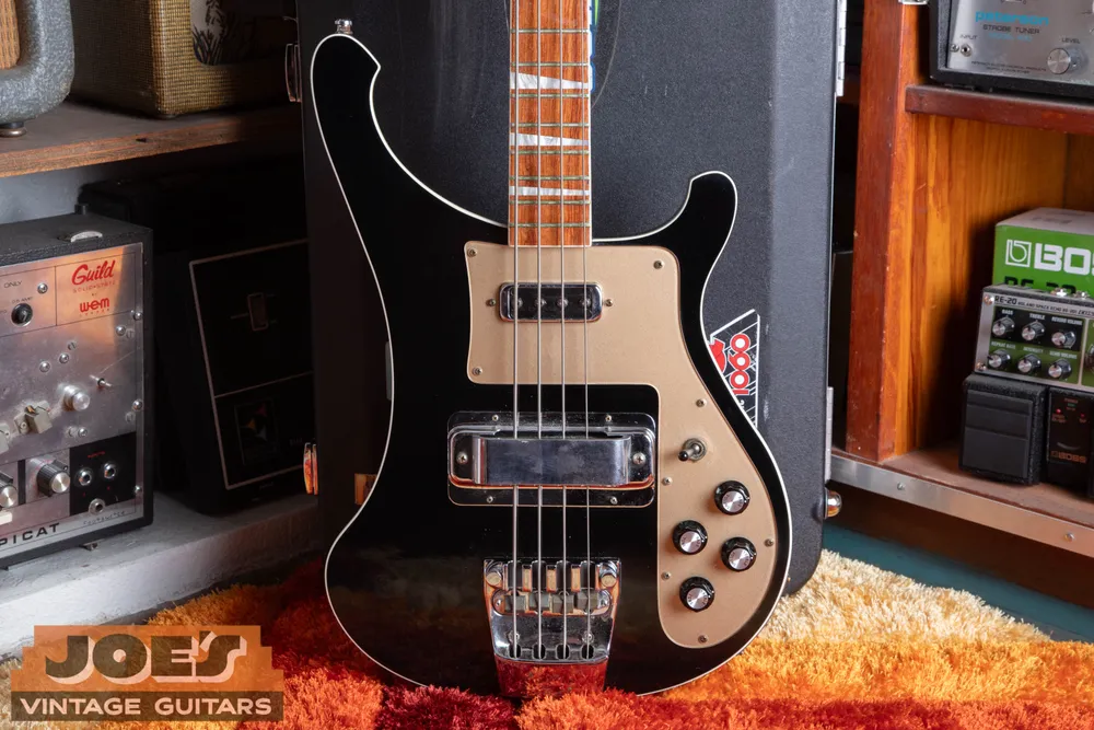 Opaque black Jetglo finish on a bound Rickenbacker bass