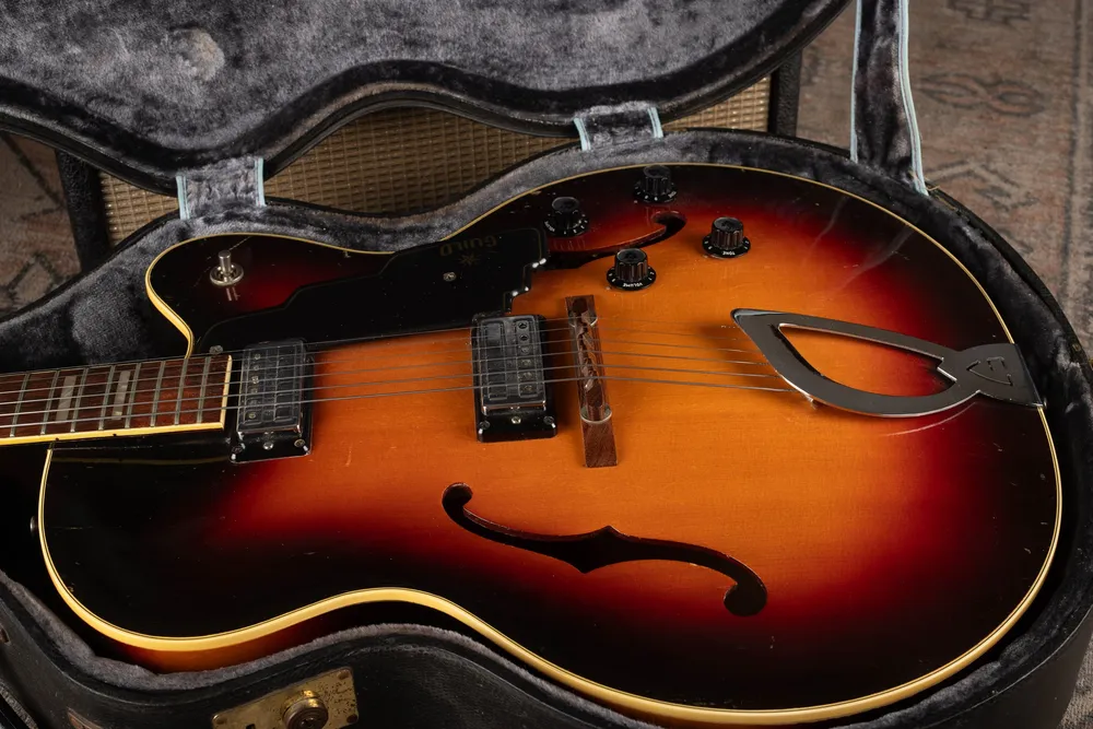 Compact Guild Anti-Hum humbuckers on an X175