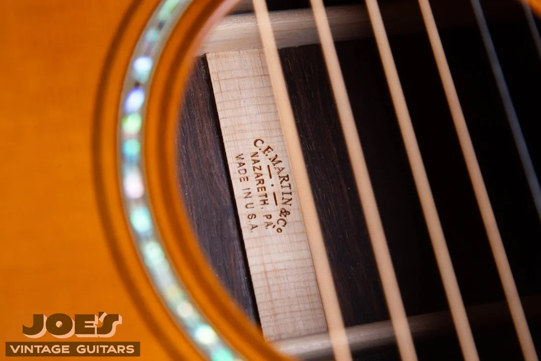C. F. Martin center-strip marking inside an acoustic guitar