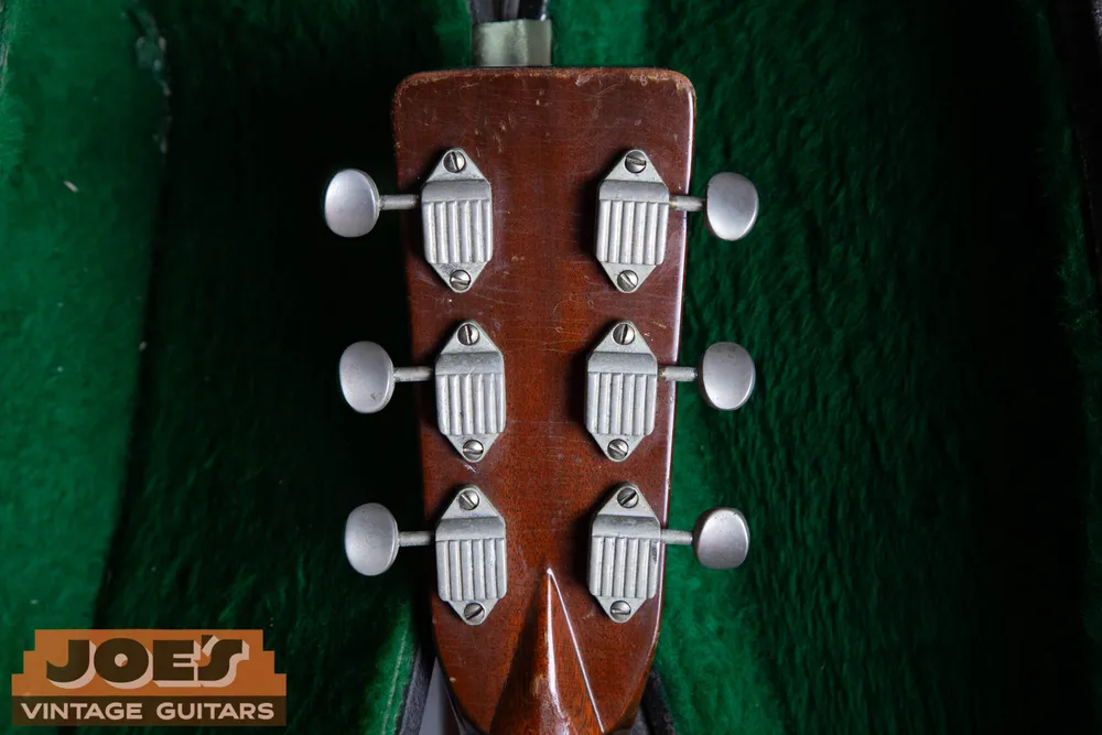 Kluson waffleback tuner housings with a raised grid pattern on a Martin headstock