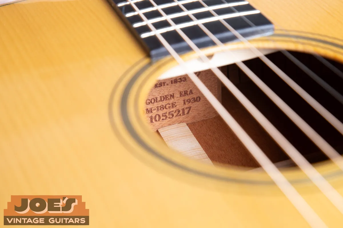Wooden neck block of a modern Martin OM-18GE stamped Golden Era 1930 and serial 1055217