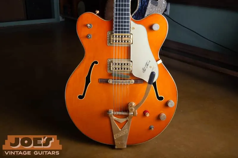 Joe’s orange 1964 Gretsch 6120 with replacement bridge and newer Bigsby