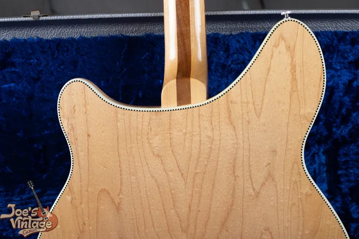 Checkerboard binding on the back of a vintage Rickenbacker guitar
