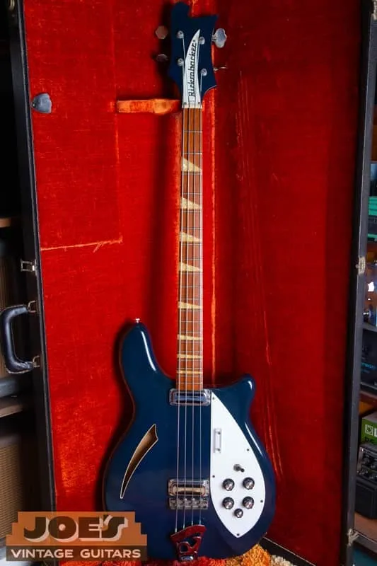 Vintage 1968 Rickenbacker 4005 bass shown full length in its case
