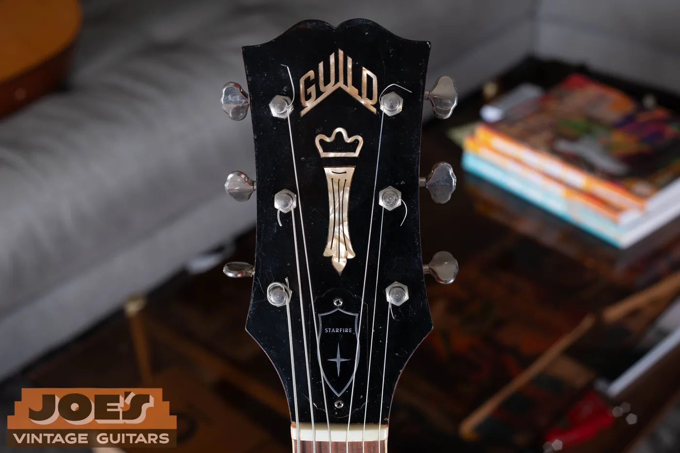 Early-1960s Guild Starfire III showing headstock front