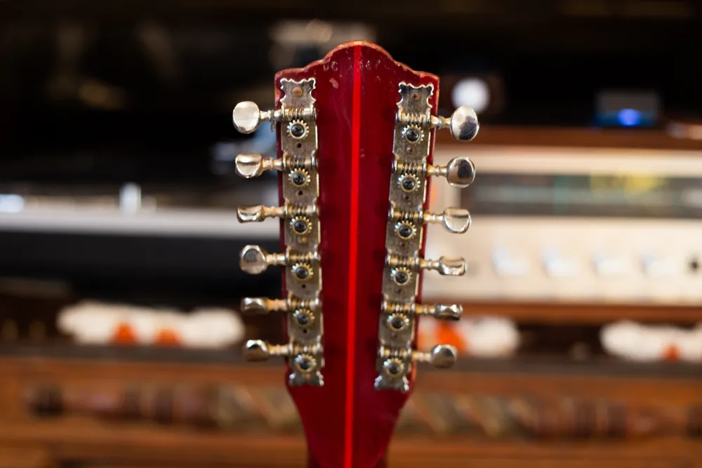 1966 Guild Starfire XII showing rear headstock serial dc347
