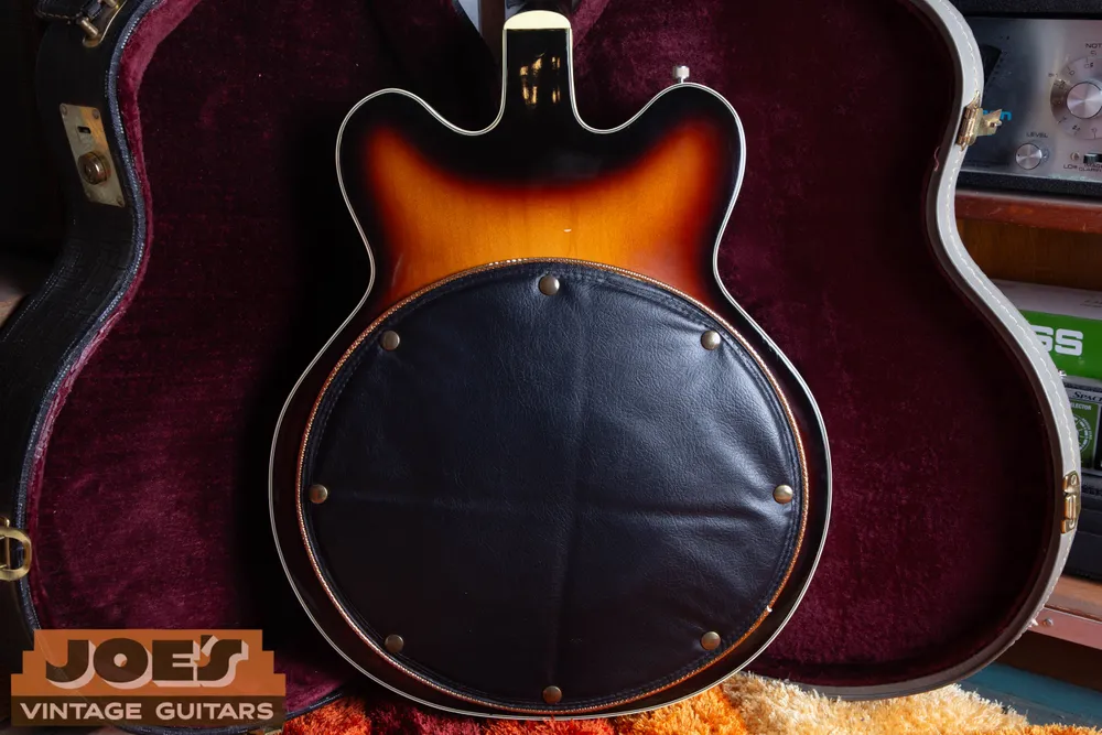 Black padded back on a sunburst Gretsch Viking