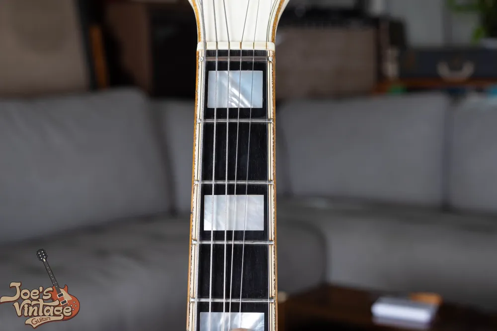 Large block fingerboard markers on a 1970s White Falcon