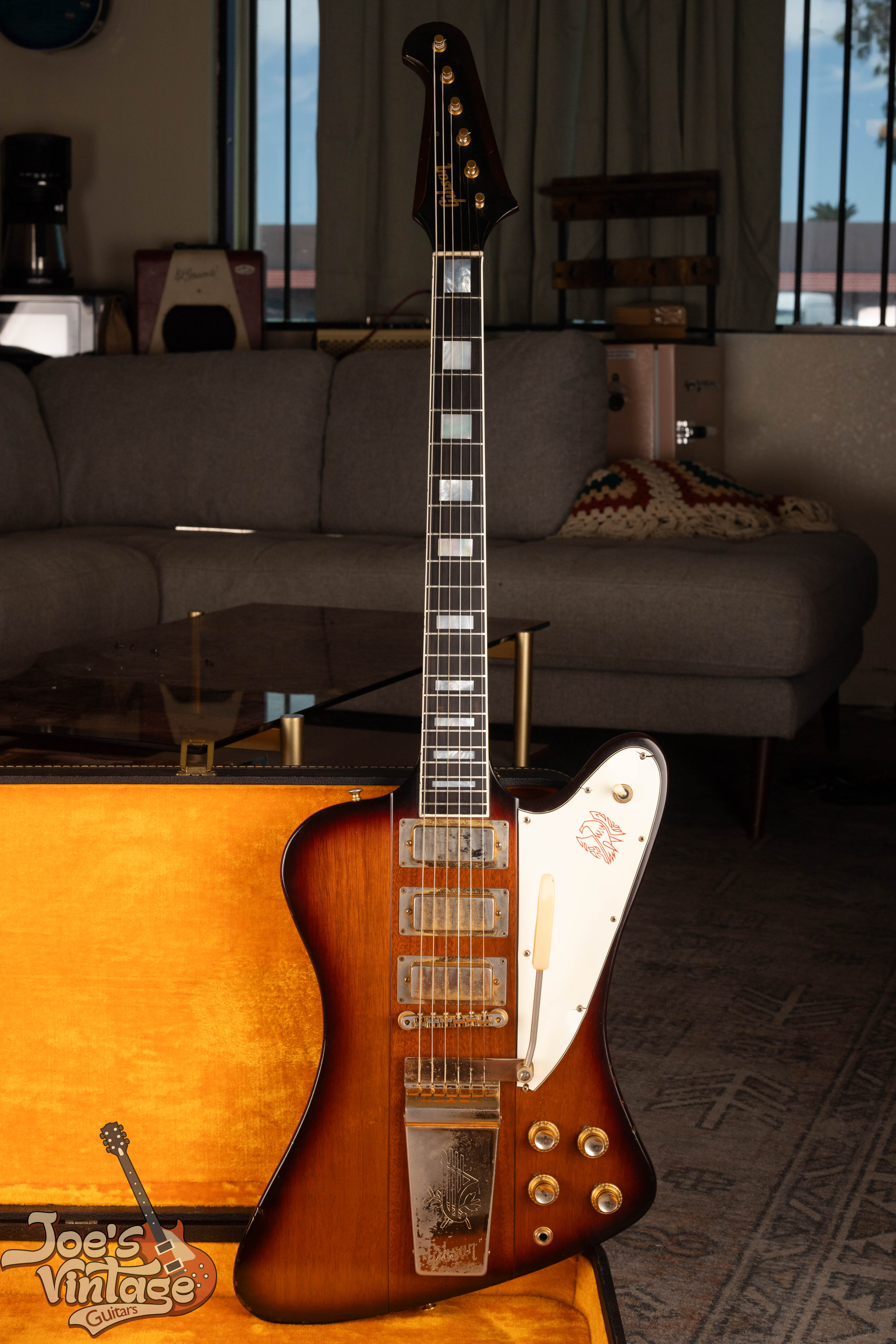 Reverse Gibson Firebird VII in its case