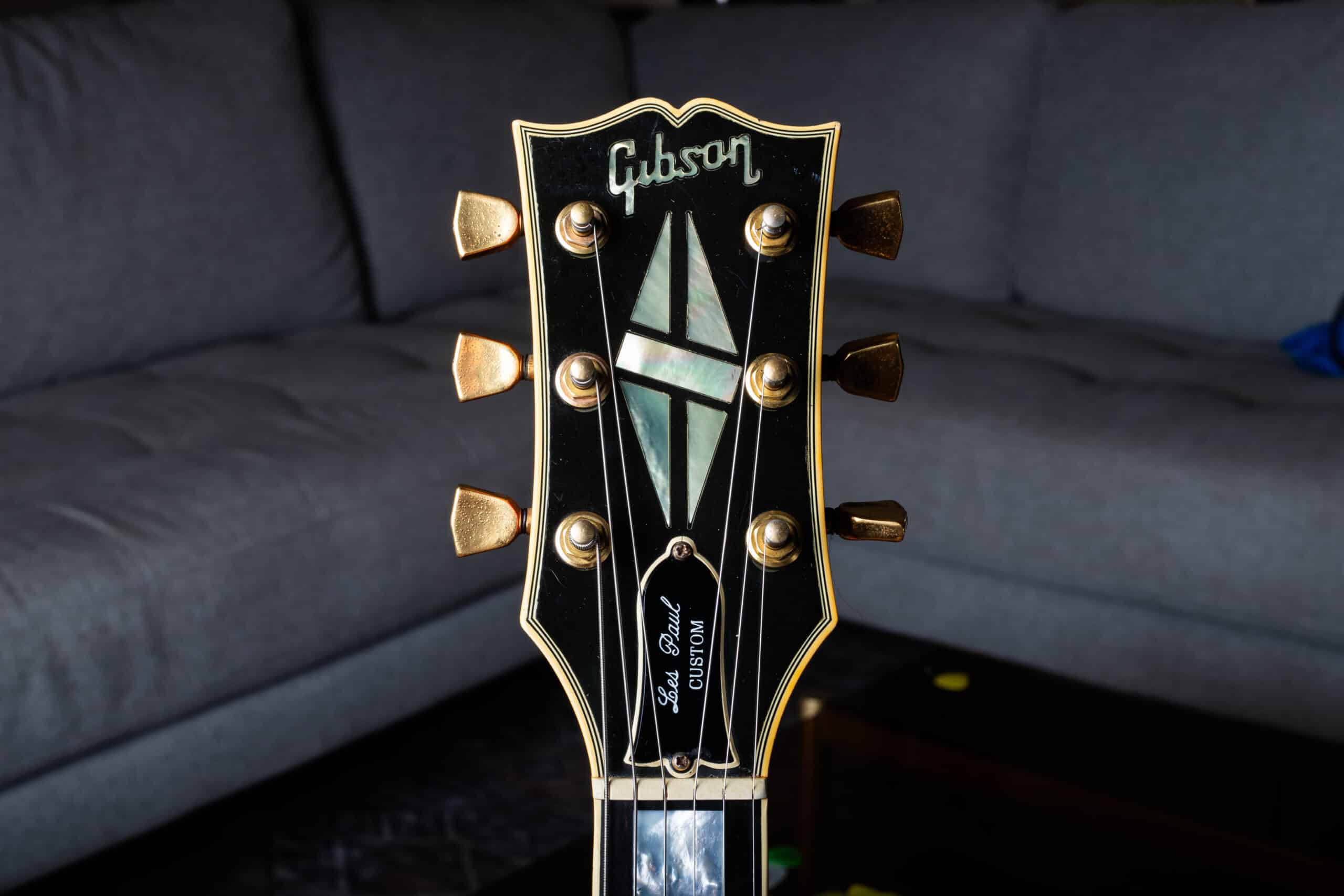 1976 Gibson Les Paul Custom headstock, vintage Norlin-era Gibson guitar value and identification