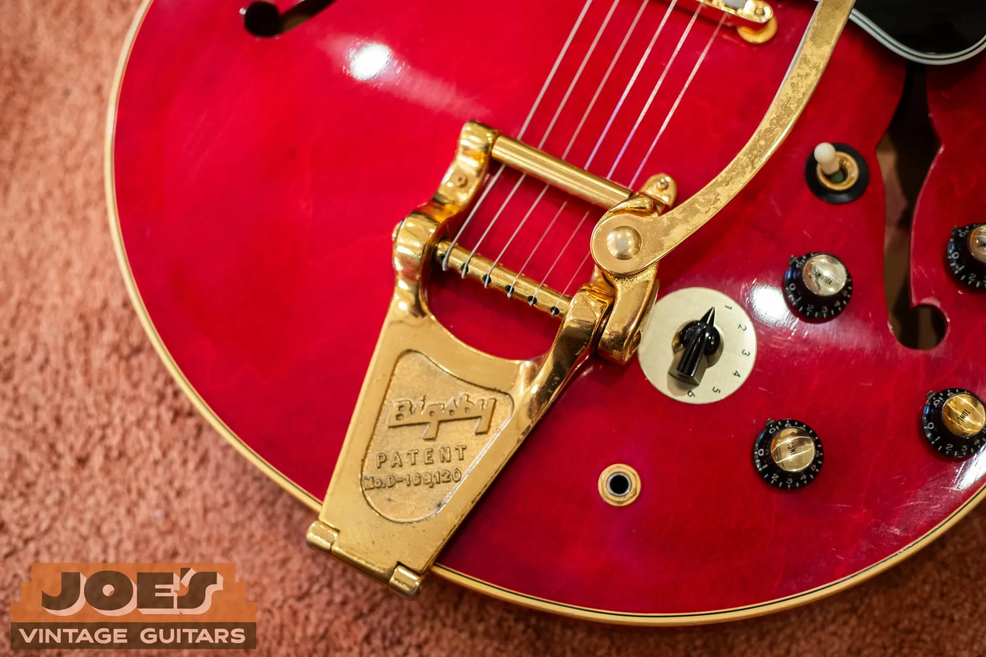 Gold Bigsby and Varitone dial on a 1966 Gibson ES-345