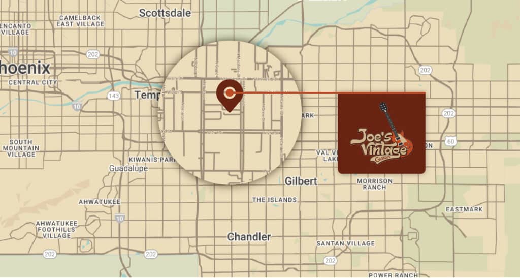 Map Showing The Location Of Joe's Vintage Guitars