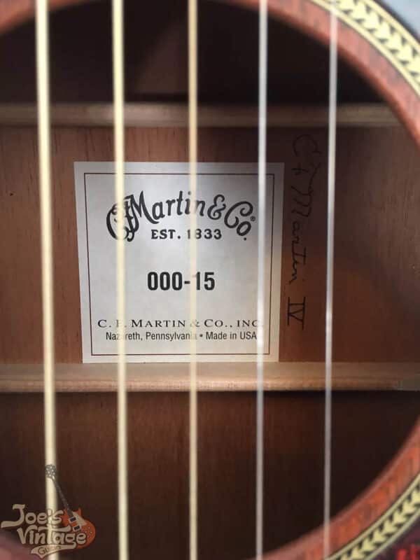 A Martin label bearing the serial number and model.