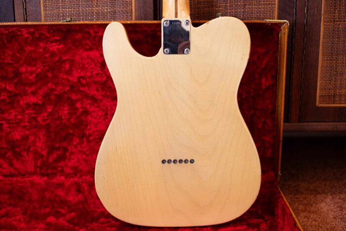 A shot of the back of the body of the 1956 Fender Telecaster