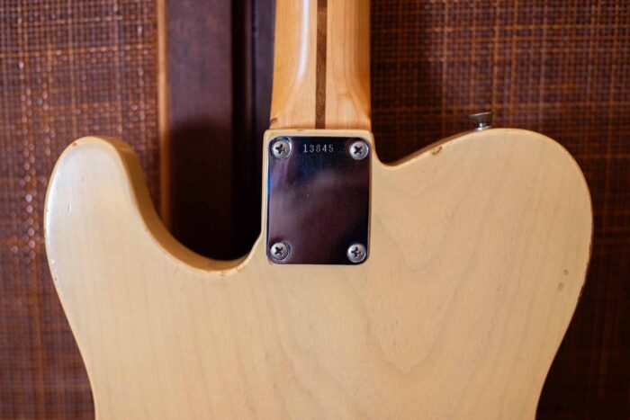 The neck plate of the 1956 Fender Telecaster
