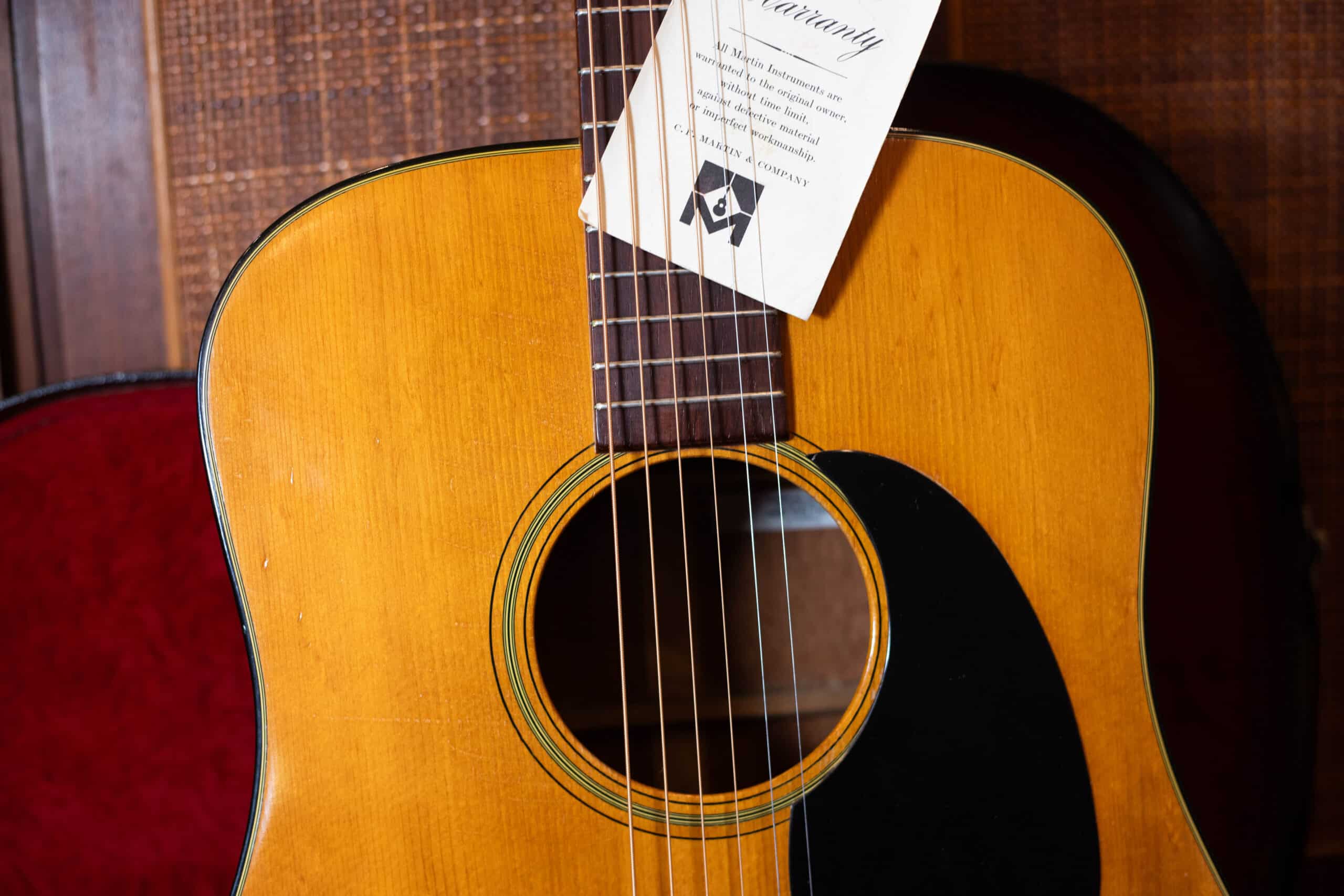 The soundhole of a 1967 Martin D-18.